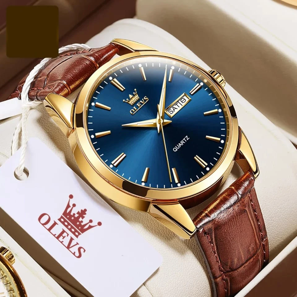 OLEVS Leather  Fashion Watch for Men