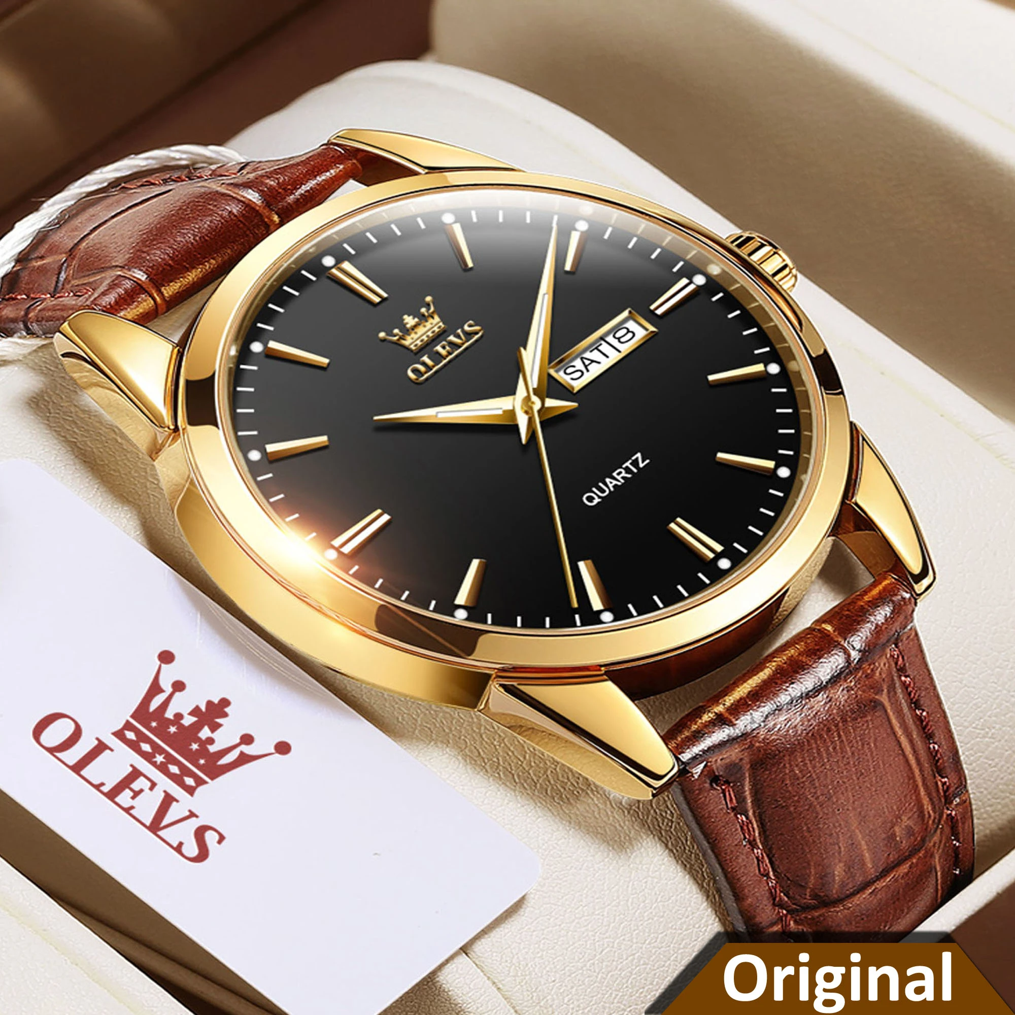 OLEVS Leather  Fashion Watch for Men