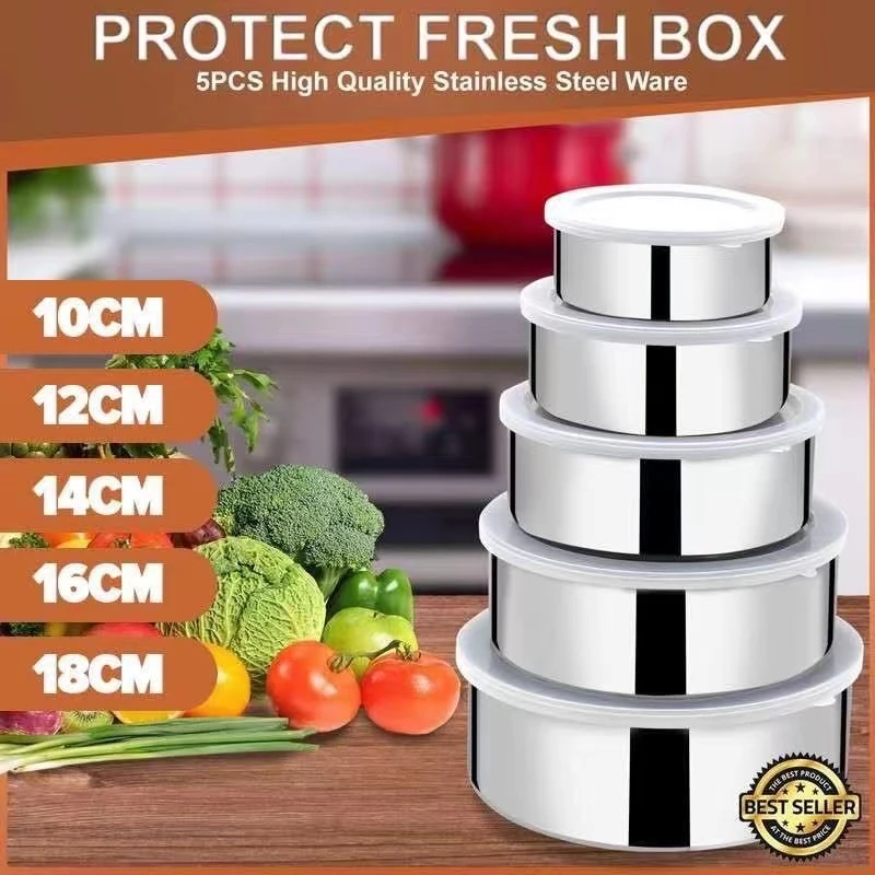 5 Piece Original Stainless Steel Food Storage Box