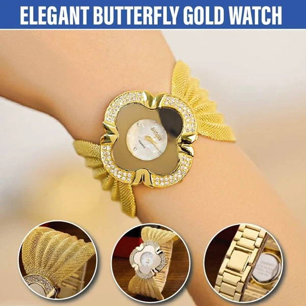 Elegant Butterfly Gold Watch