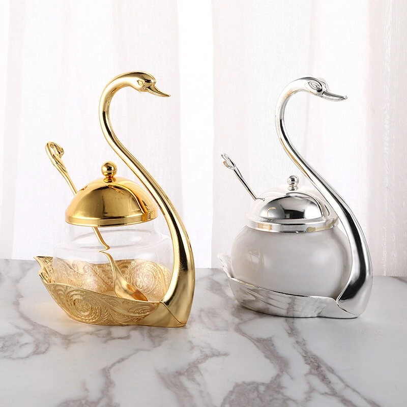 Swan Sugar Bowl With Spoon Set