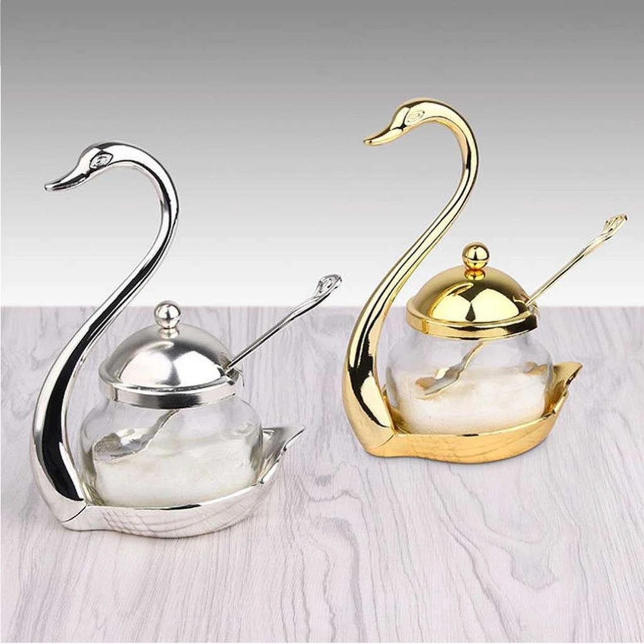 Swan Sugar Bowl With Spoon Set